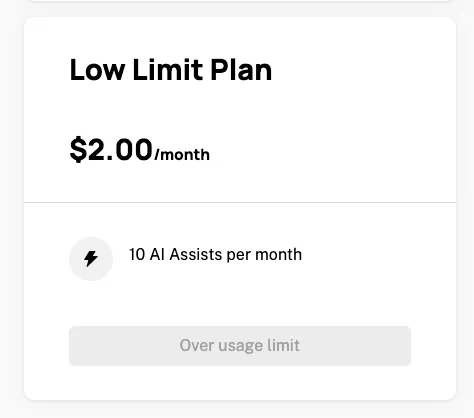 Downgrade to over limit