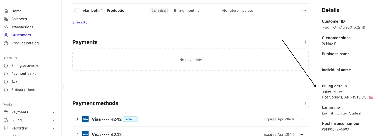 Stripe Customer Details