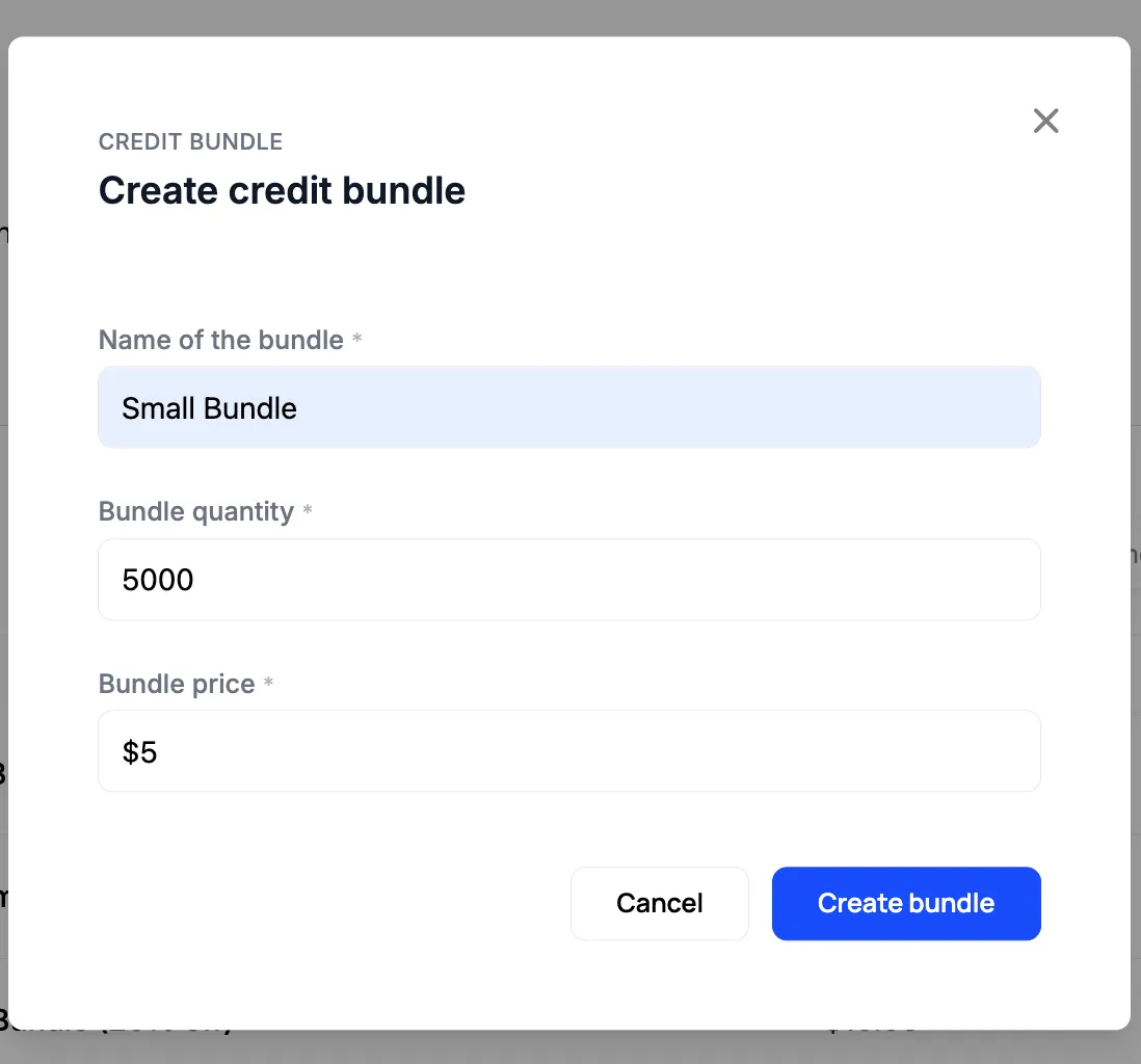 Create Credit Bundle 1