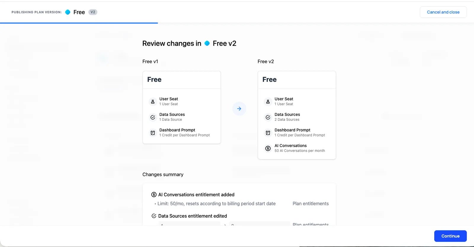 Plan version change - review