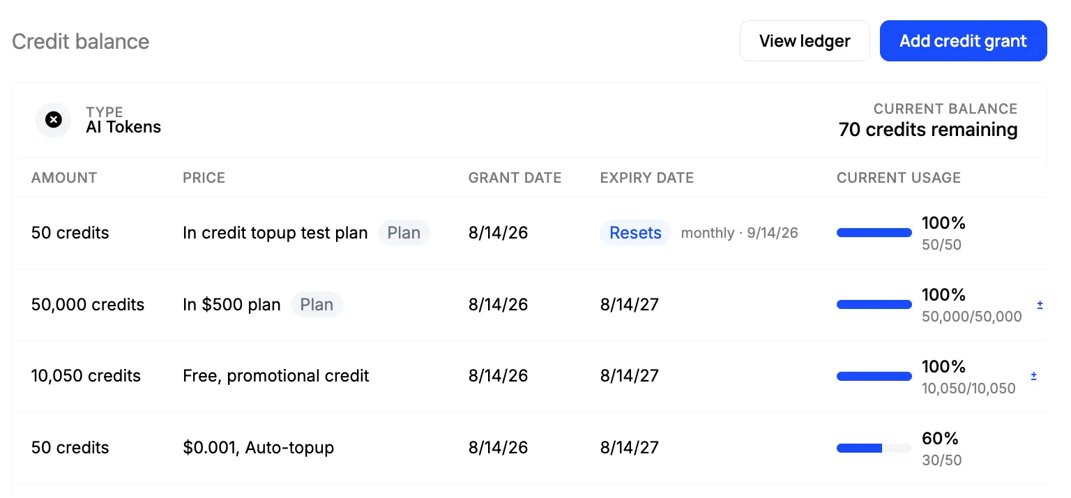 Credit balance on a company